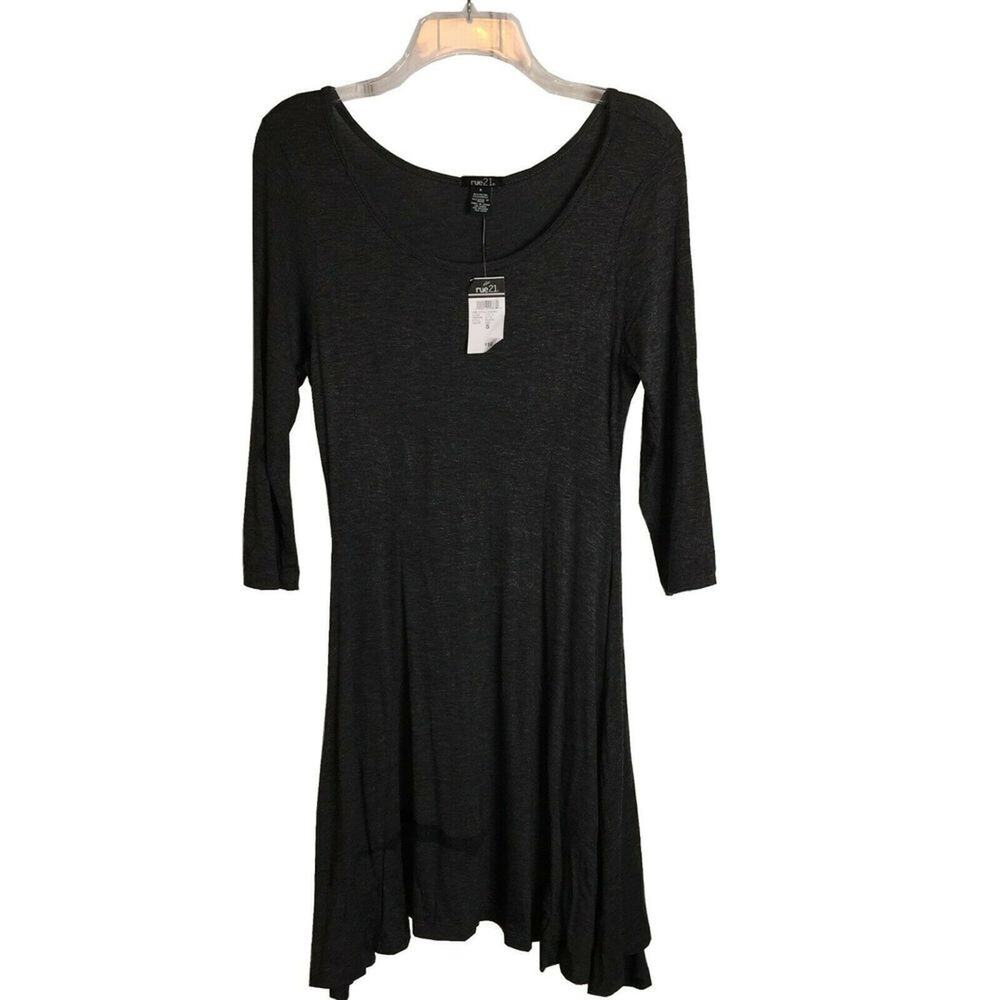 Rue 21 NEW Skater Swing Style Dress Long Sleeve Heather Grey Junior Small LIGHT